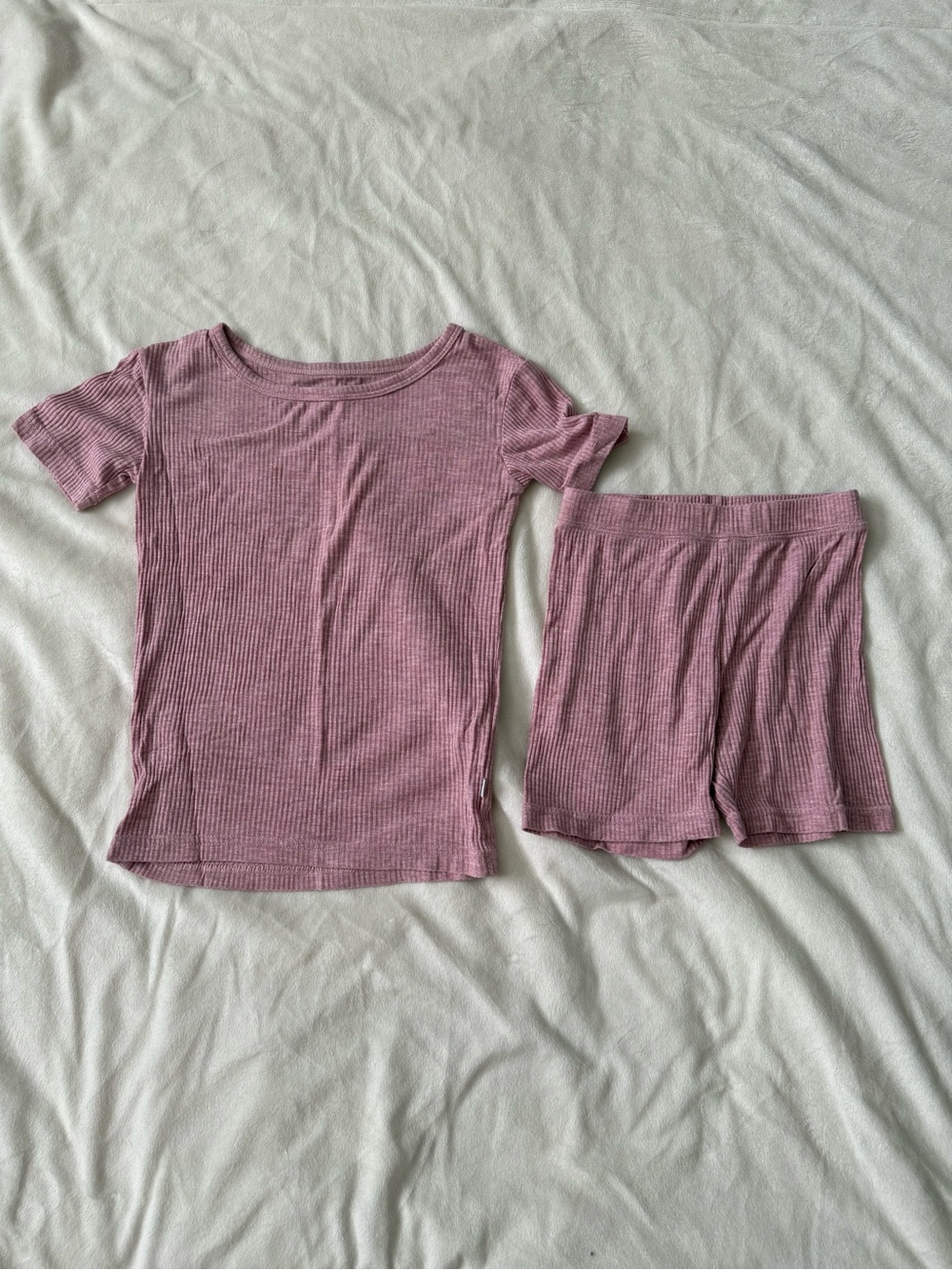 Little Sleepies Mauve Pink Ribbed Short Sleeve Pajama Set